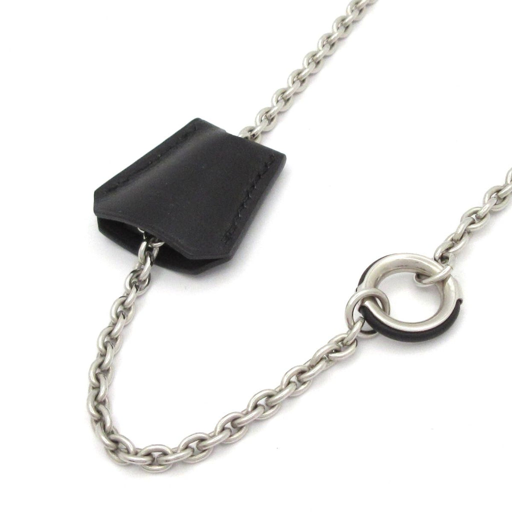Hermes Necklace Clochette Leather Silver Black Brown — view 3