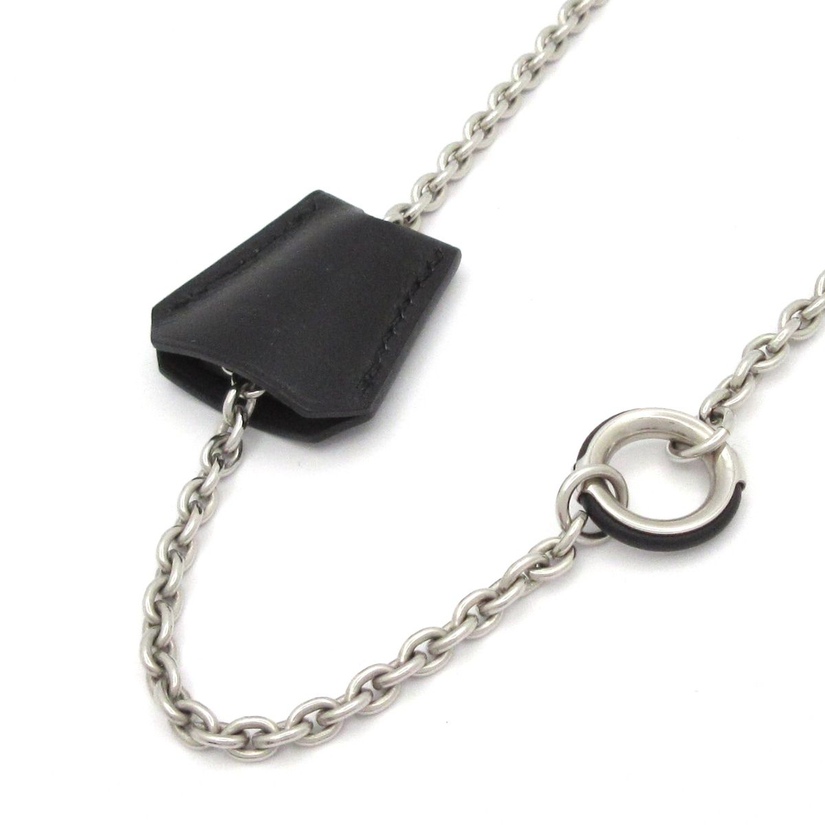 Hermes Necklace Clochette Leather Silver Black Brown — view 3