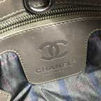 Chanel CC Logo Nylon Hand Khaki Purse — view 8