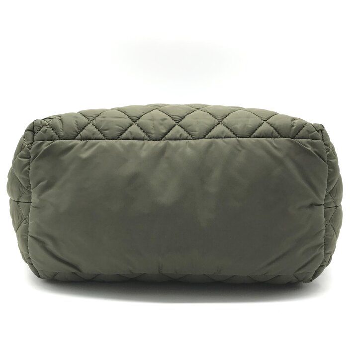 Chanel CC Logo Nylon Hand Khaki Purse — view 3