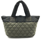 Chanel CC Logo Nylon Hand Khaki Purse — view 2