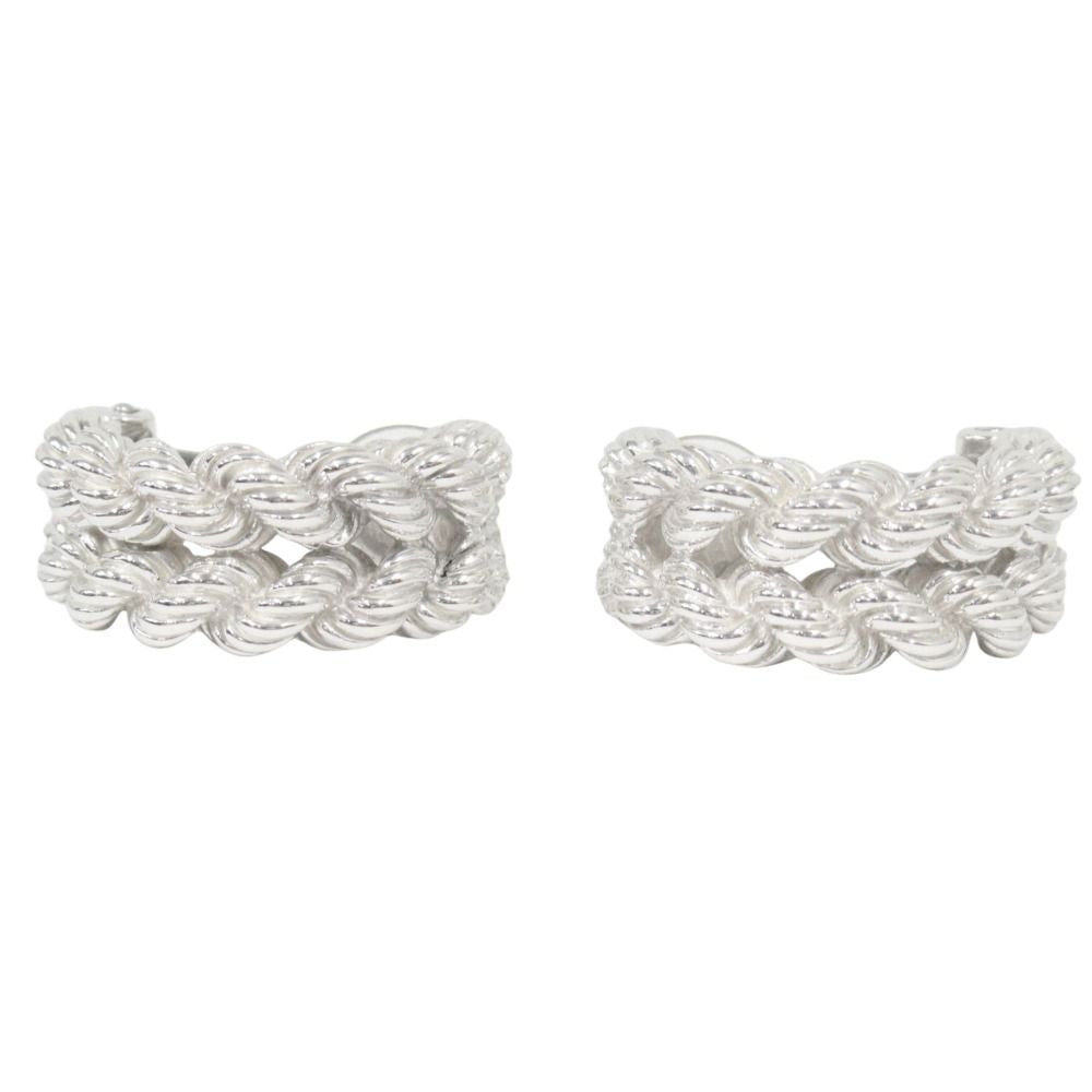 Hermes Polished Rope Twist Earrings Vintage Silver — view 3