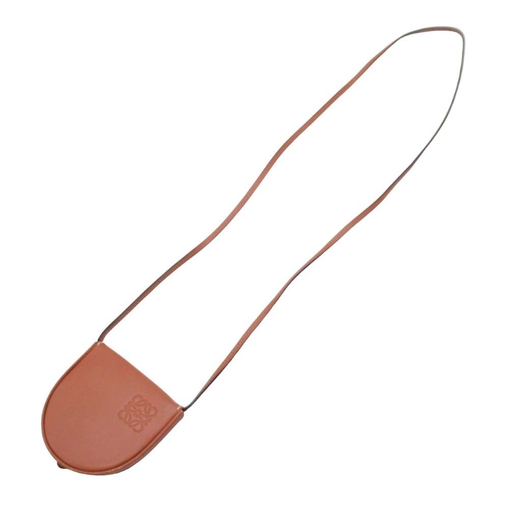 Loewe Heel Pouch Mini Coin Case Multi Purse Neck Strap Anagram Logo Wallet Brown — view 4