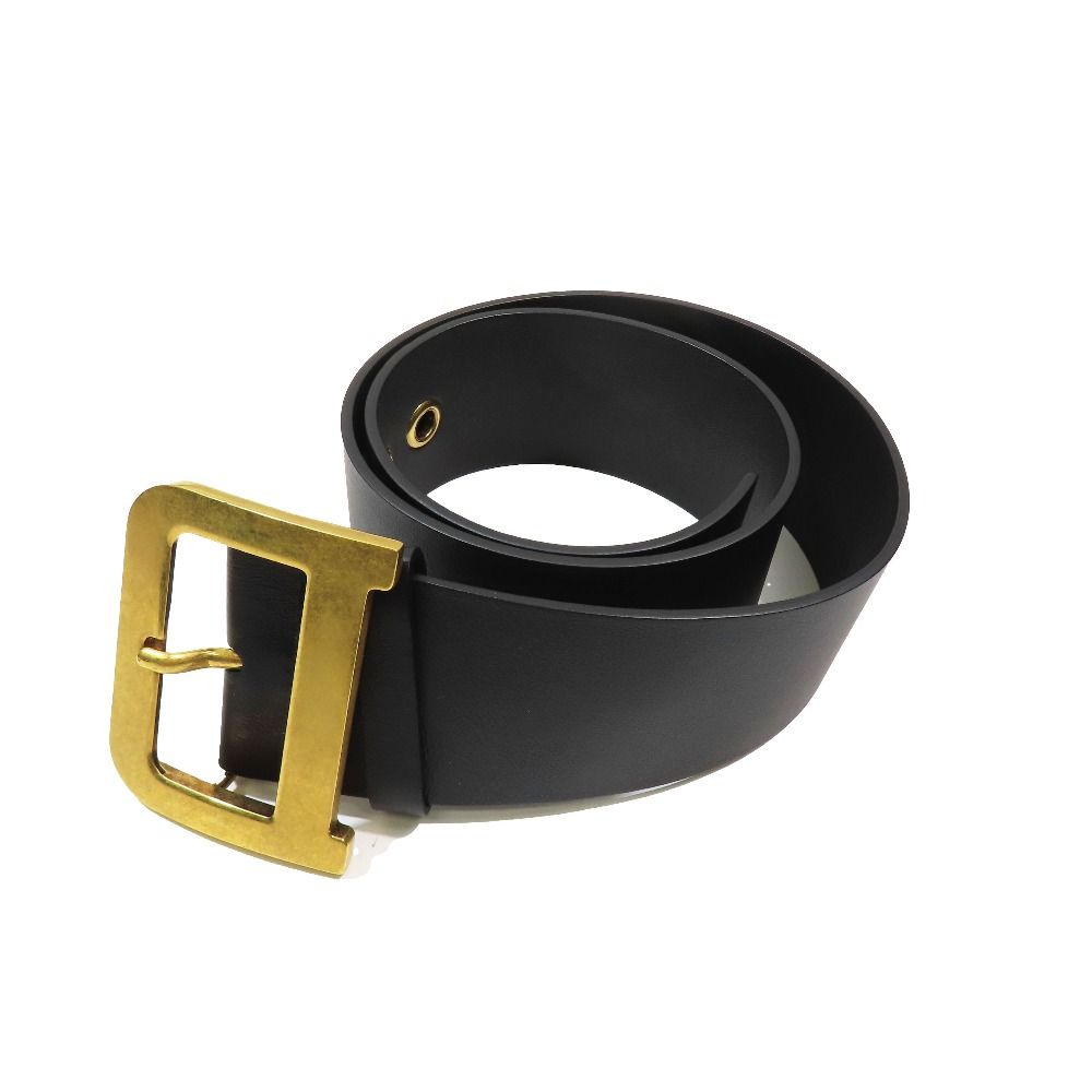 Dior D Buckle Quake Leather Waist Mark Belt 75 Black Gold — view 2
