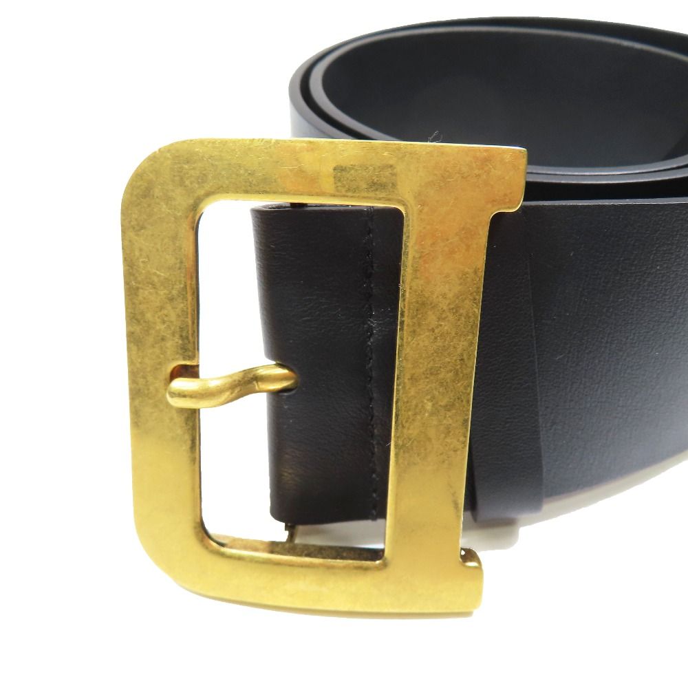 Dior D Buckle Quake Leather Waist Mark Belt 75 Black Gold — view 4