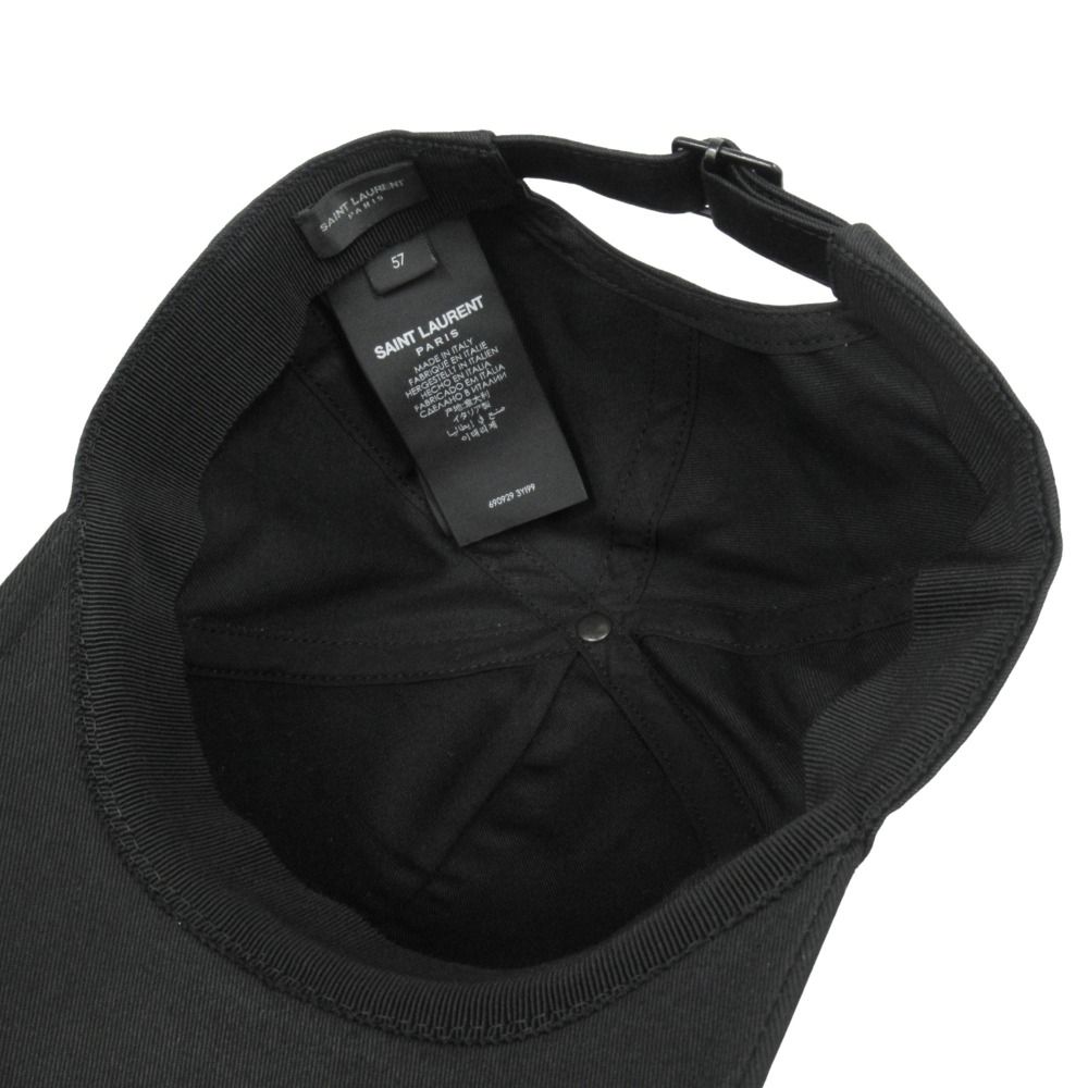 Saint Laurent Paris SL Logo Cap Hat 6 Panel 57 Black — view 5