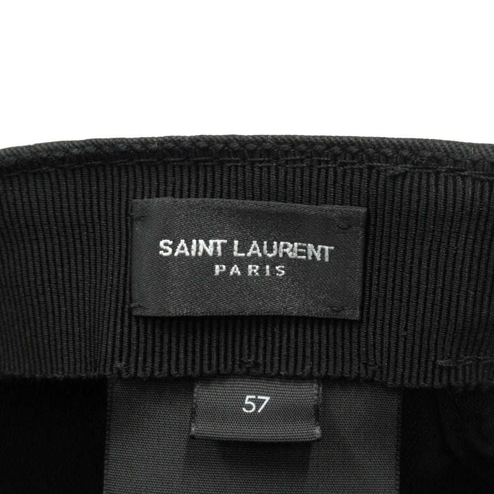 Saint Laurent Paris SL Logo Cap Hat 6 Panel 57 Black — view 6