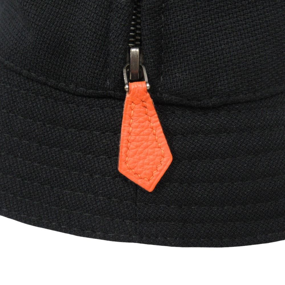 Hermes Motsch Mocchi Wool Bucket Hat Archive 56 Black — view 4