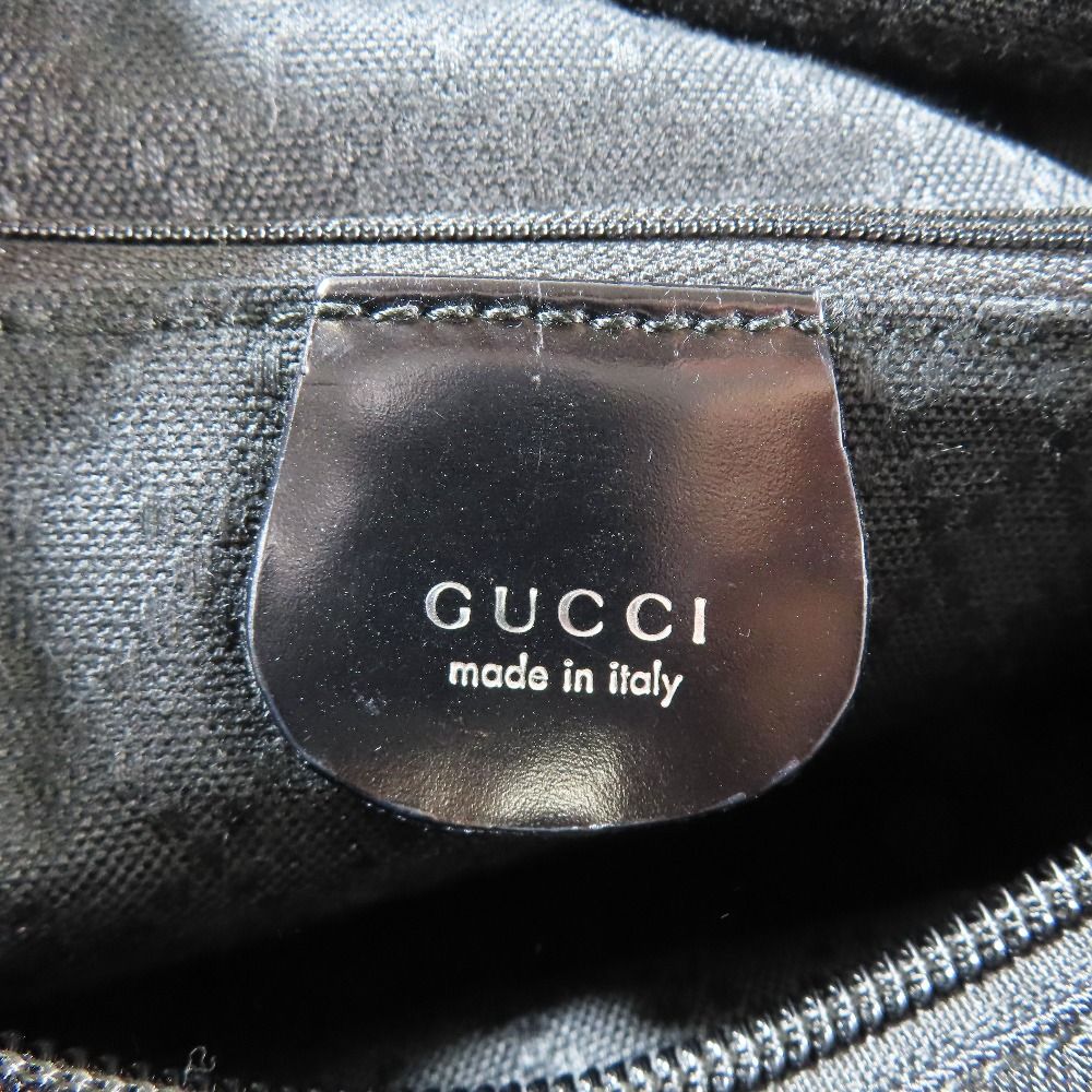 Gucci Bamboo Handle Nylon Leather Tote Vintage Purse Black — view 7