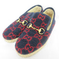 Gucci GG Pattern Felt Horsebit Slip on Shoes 36.5 Navy