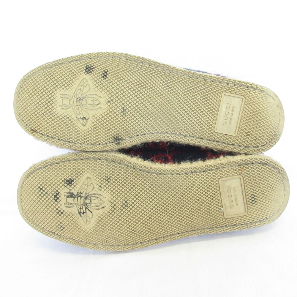 Gucci GG Pattern Felt Horsebit Slip on Shoes 36.5 Navy — view 5