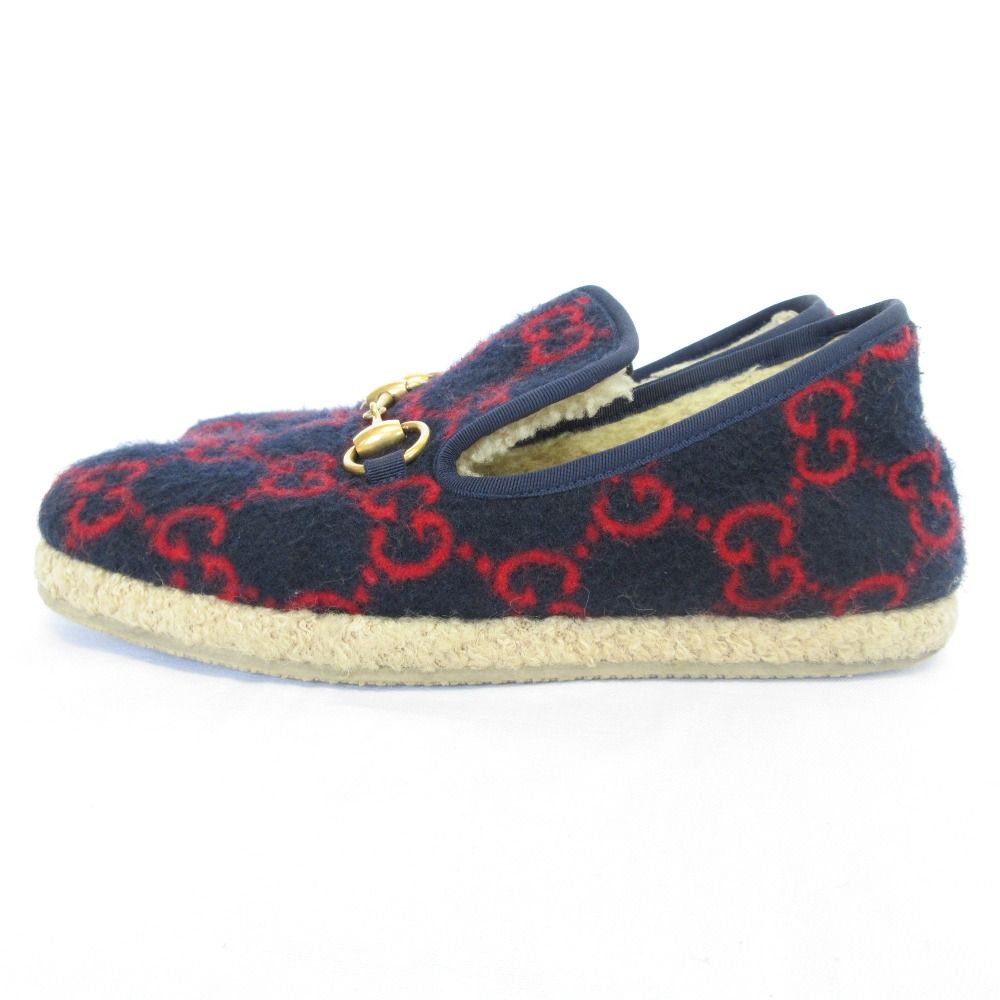 Gucci GG Pattern Felt Horsebit Slip on Shoes 36.5 Navy — view 2