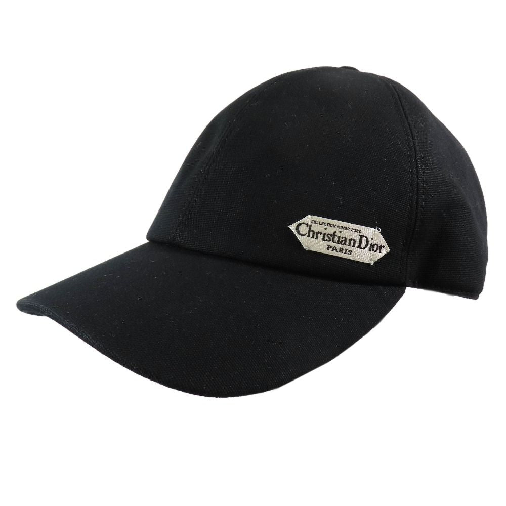 Dior Cap Baseball Cap Hat Logo Patch Canvas XL Black