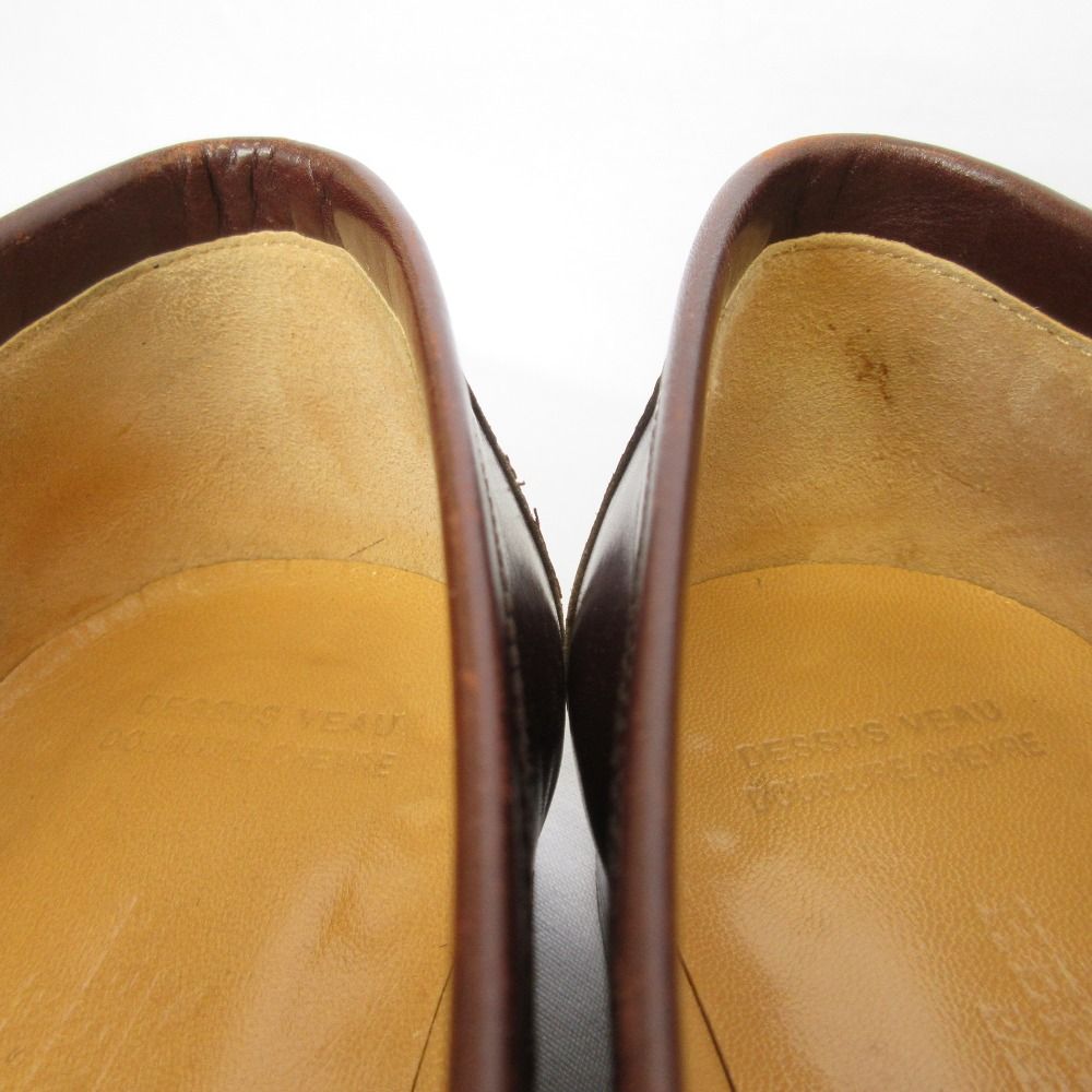 Hermes Hapi Belt Leather Loafers Shoes 36.5 Brown — view 9