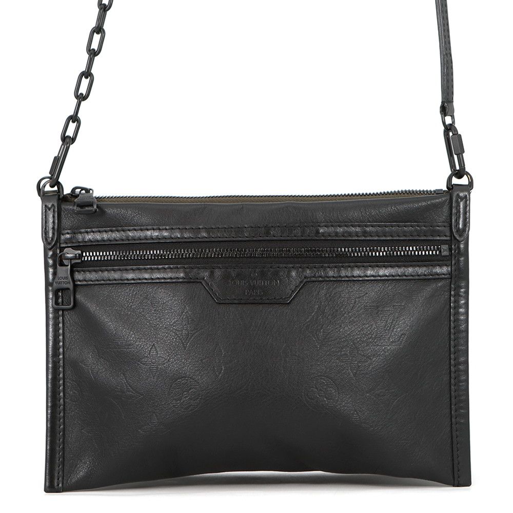 Louis Vuitton Shoulder Bag Monogram Shadow Flat Messenger Pouch Black