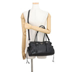 Prada Tote Boni Triangle Logo Leather 2-Way Shoulder Black — view 4