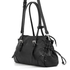 Prada Tote Boni Triangle Logo Leather 2-Way Shoulder Black — view 2