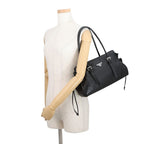 Prada Tote Boni Triangle Logo Leather 2-Way Shoulder Black — view 5