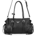 Prada Tote Boni Triangle Logo Leather 2-Way Shoulder Black