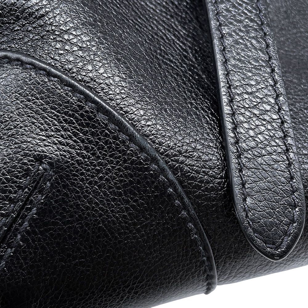 Prada Tote Boni Triangle Logo Leather 2-Way Shoulder Black — view 7
