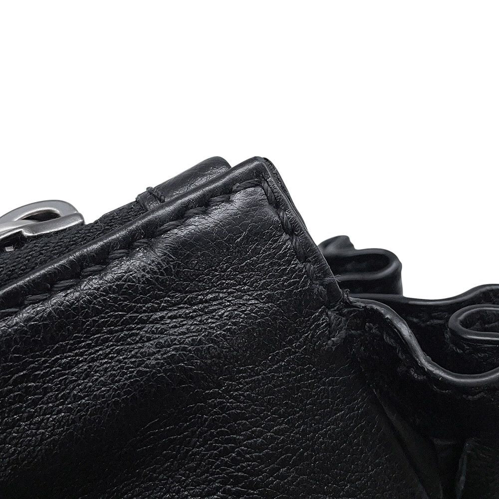 Prada Tote Boni Triangle Logo Leather 2-Way Shoulder Black — view 9
