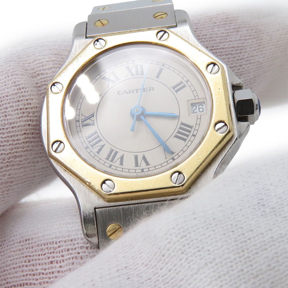 Cartier Santos Octagon SM Watch Ivory Dial Quartz Vintage — view 6