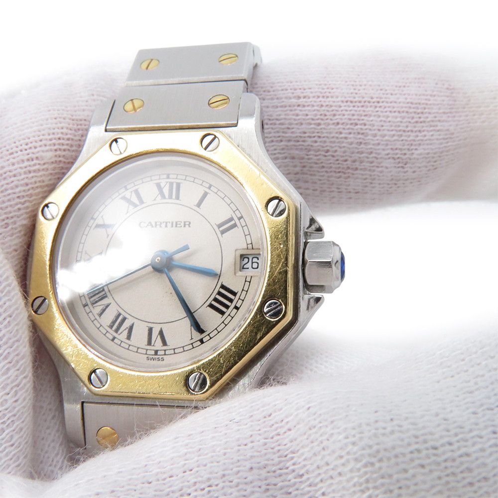Cartier Santos Octagon SM Watch Ivory Dial Quartz Vintage — view 5