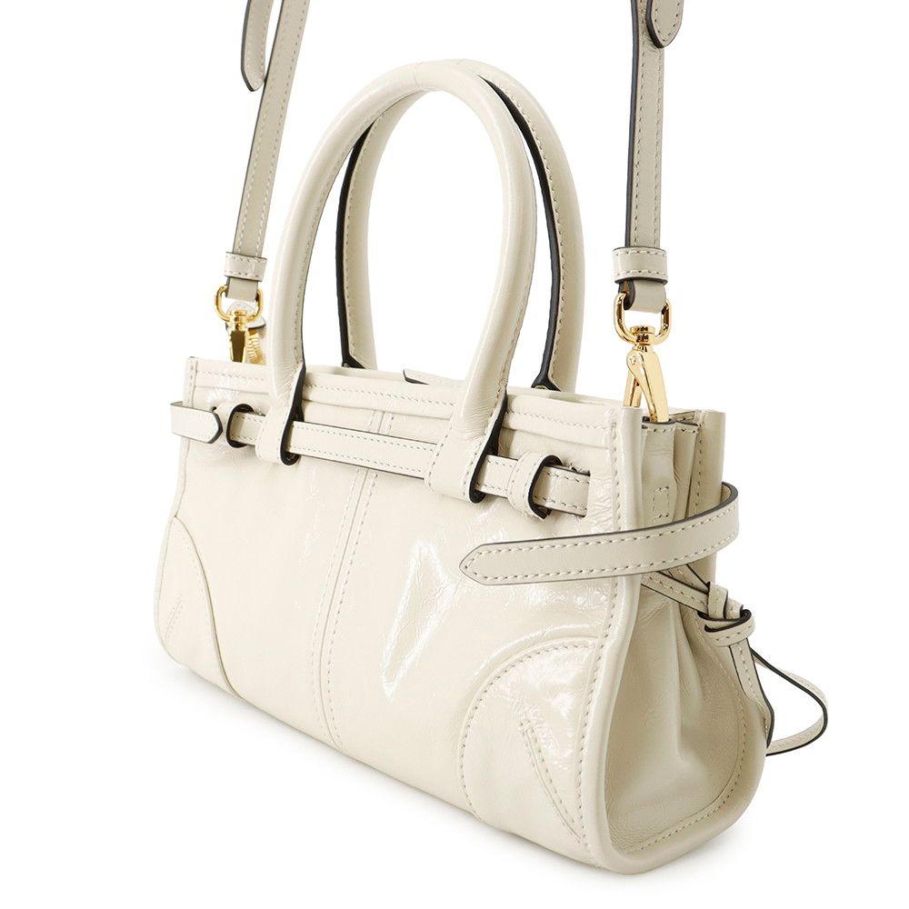 Prada Handbag Boni Mini Leather Triangle Logo 2-Way Shoulder White — view 2