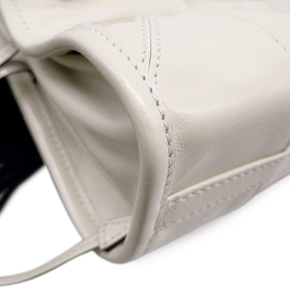 Prada Handbag Boni Mini Leather Triangle Logo 2-Way Shoulder White — view 8