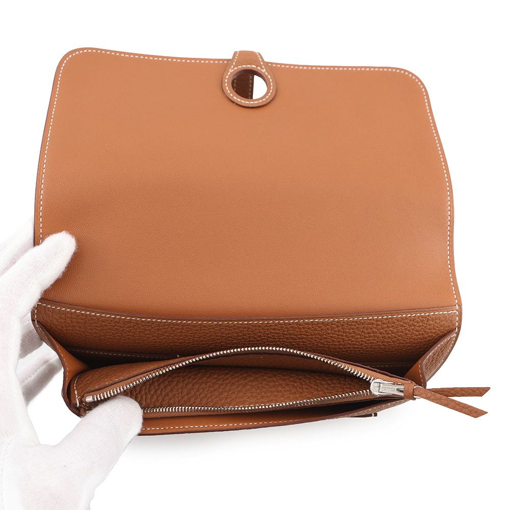 Hermes Wallet Dogon GM Duo Gold Silver Togo — view 5