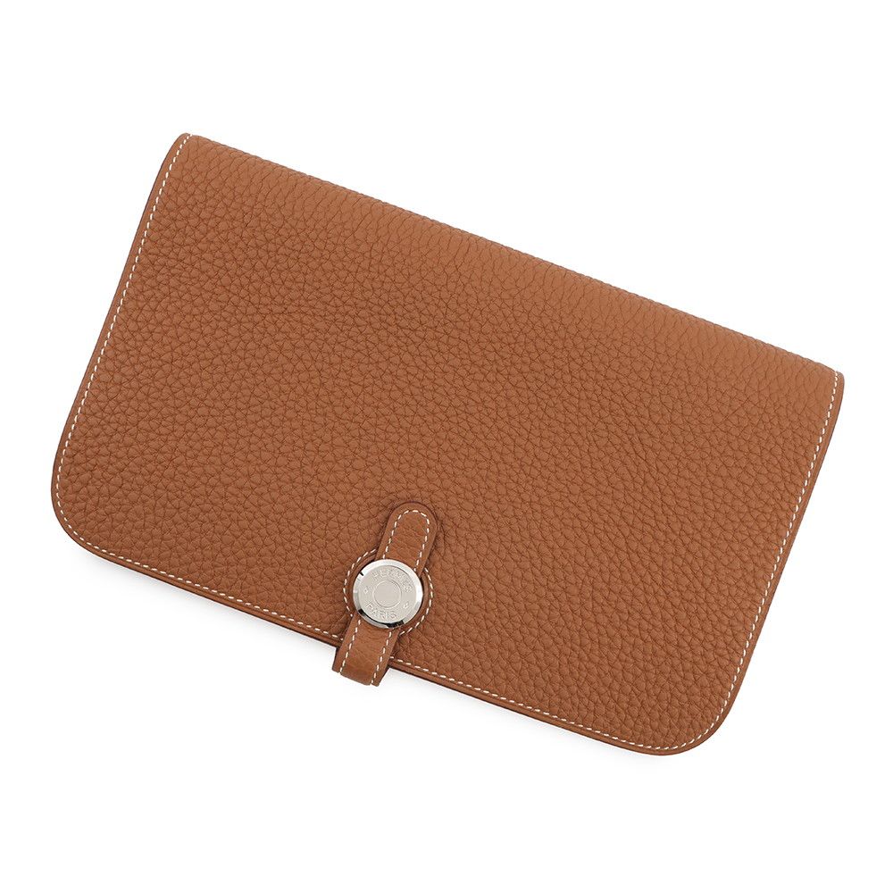Hermes Wallet Dogon GM Duo Gold Silver Togo