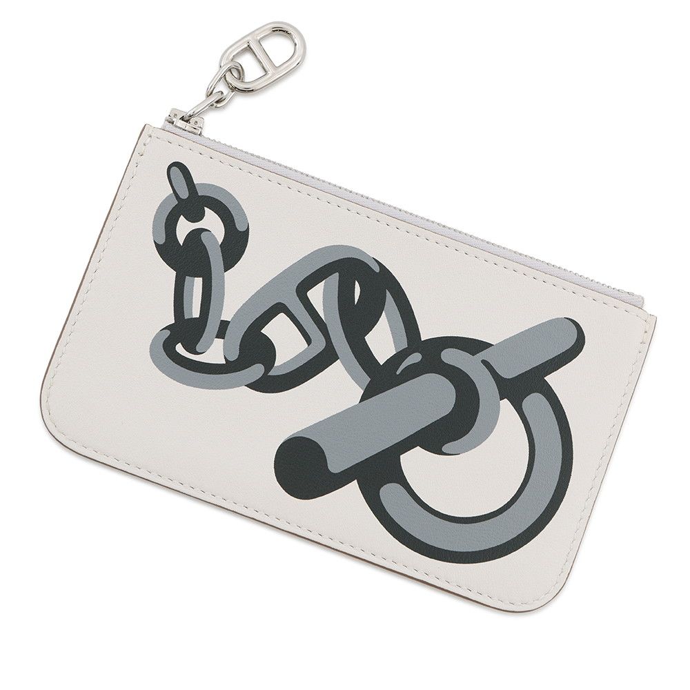 Hermes Card Case Zip Azap Chaine D'ancre Glisper Mangalore Gris Perle Silver