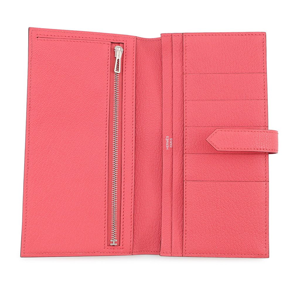 Hermes Wallet Bearn Souffle Yes Rose Azalea Silver Chevre Misor — view 4
