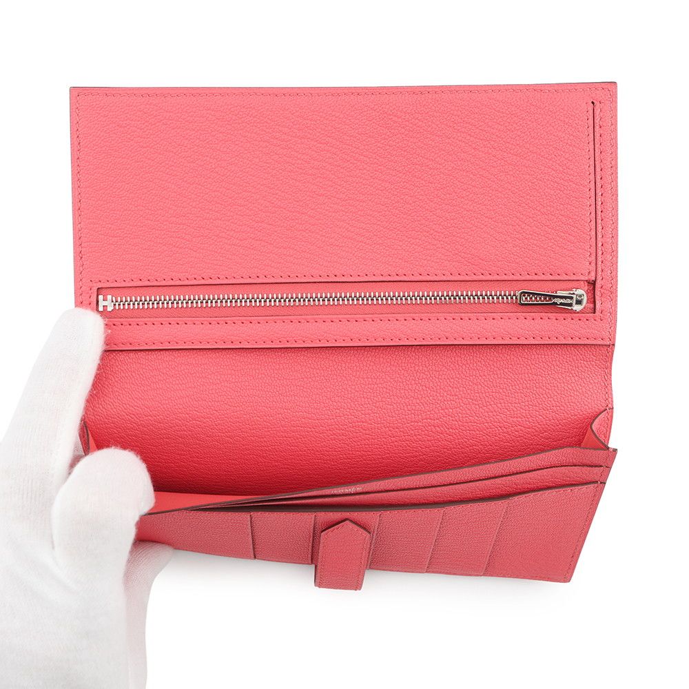Hermes Wallet Bearn Souffle Yes Rose Azalea Silver Chevre Misor — view 5
