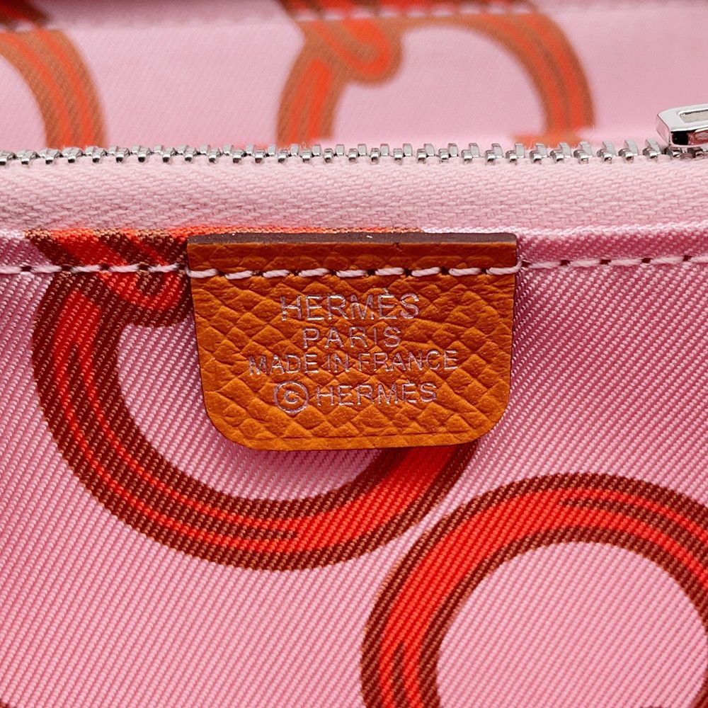 Hermes Coin Case Azap Compact Silk in Orange Silver Epsom — view 9