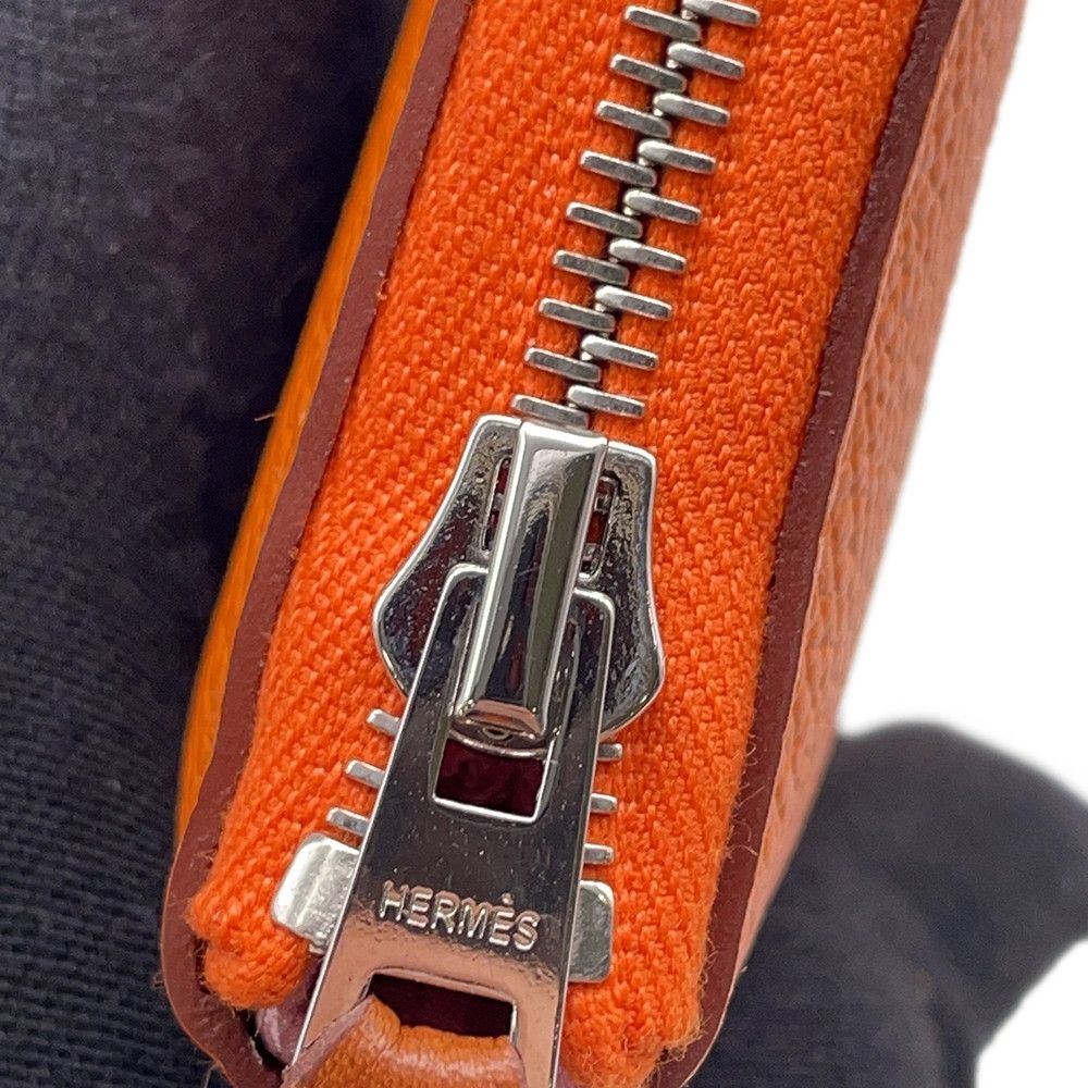 Hermes Coin Case Azap Compact Silk in Orange Silver Epsom — view 8
