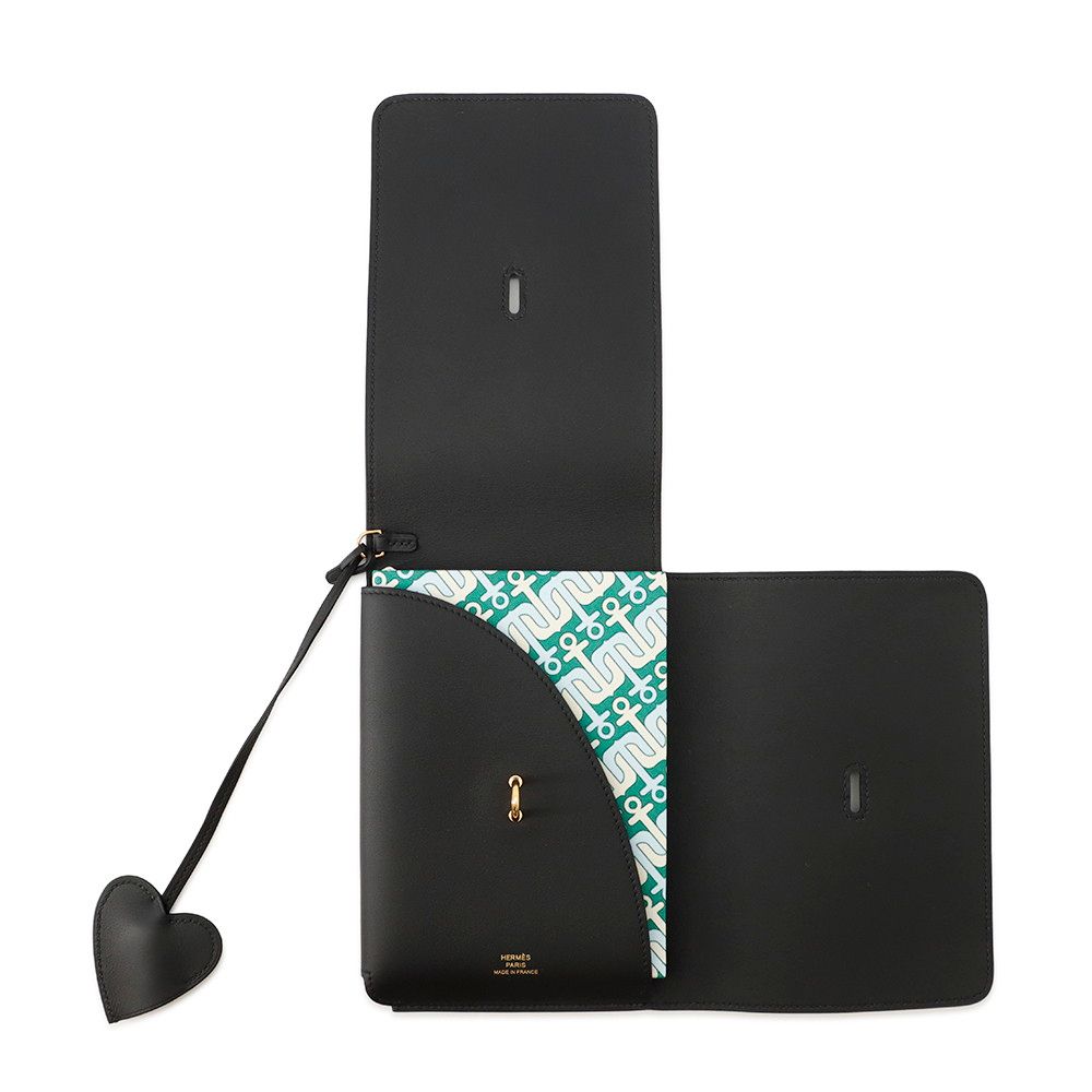 Hermes Note Cover Carnet Sheet Black Gold Swift Animapolis Card Holder — view 4