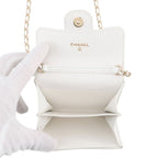 Chanel Chain Wallet Quilted CC Logo Mini Caviar Leather White Shoulder — view 6