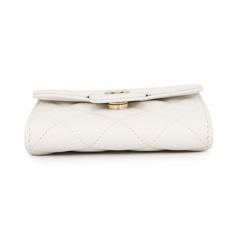 Chanel Chain Wallet Quilted CC Logo Mini Caviar Leather White Shoulder — view 3