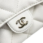 Chanel Chain Wallet Quilted CC Logo Mini Caviar Leather White Shoulder — view 7
