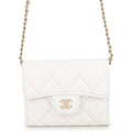 Chanel Chain Wallet Quilted CC Logo Mini Caviar Leather White Shoulder