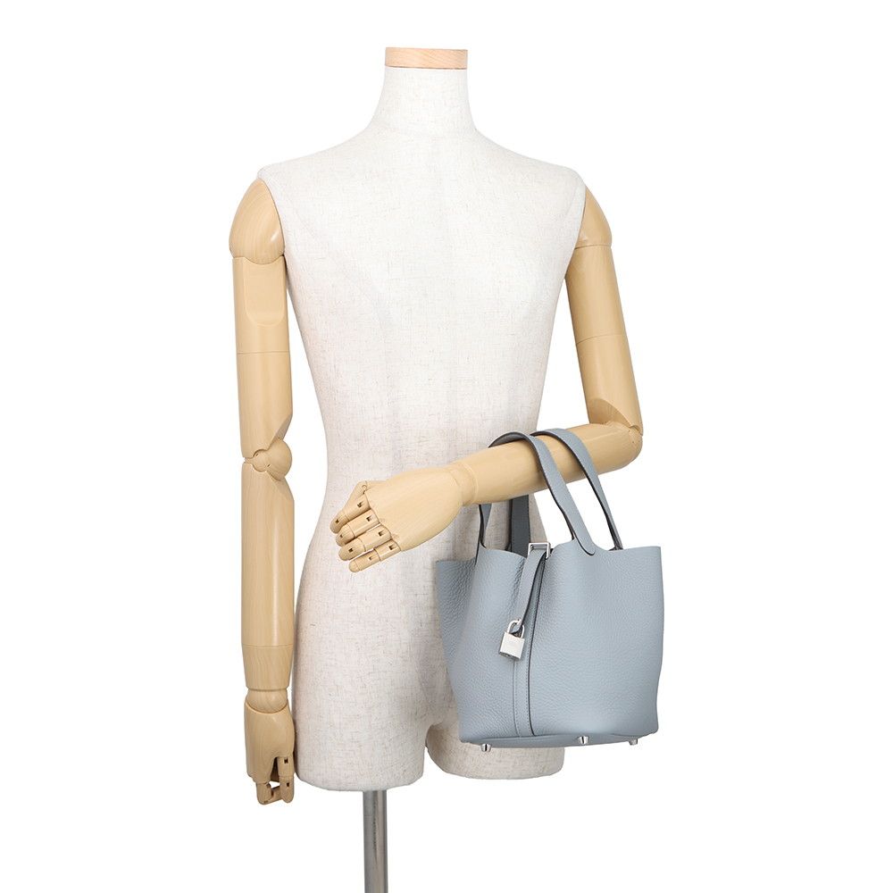 Hermes Handbag Picotin Lock PM Gris Perle Silver Taurillon Clemence — view 4