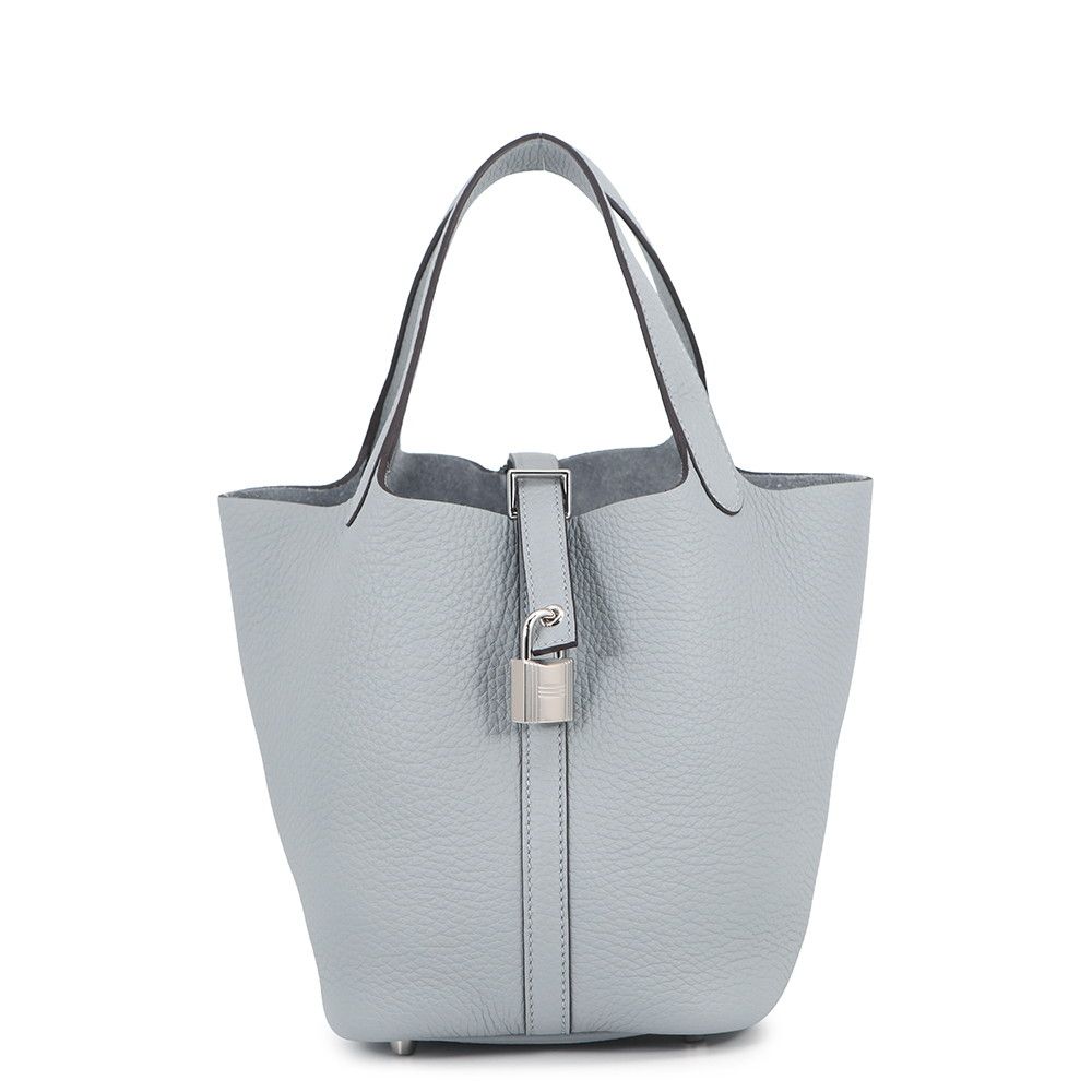 Hermes Handbag Picotin Lock PM Gris Perle Silver Taurillon Clemence