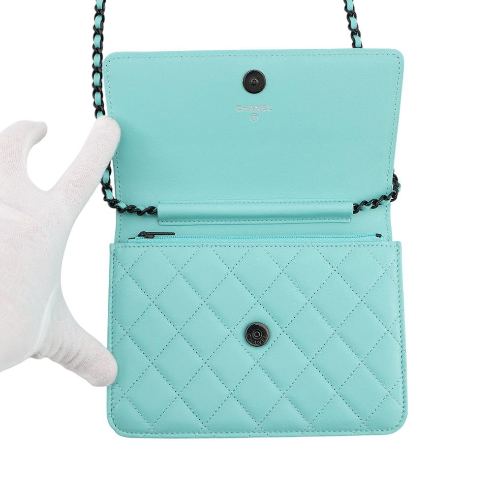 Chanel Chain Wallet Quilted CC Logo Lambskin Shoulder — view 5