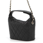 Chanel CC Logo Quilted Caviar Leather 2-Way Chain Shoulder Bag Black — view 2