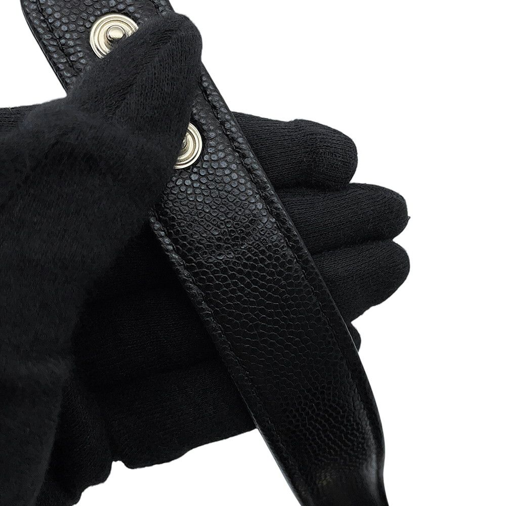 Chanel CC Logo Quilted Caviar Leather 2-Way Chain Shoulder Bag Black — view 9