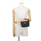 Chanel CC Logo Quilted Caviar Leather 2-Way Chain Shoulder Bag Black — view 4