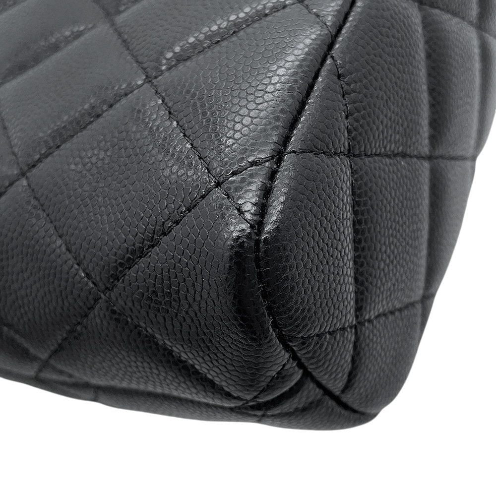 Chanel CC Logo Quilted Caviar Leather 2-Way Chain Shoulder Bag Black — view 7