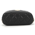 Chanel CC Logo Quilted Caviar Leather 2-Way Chain Shoulder Bag Black — view 3