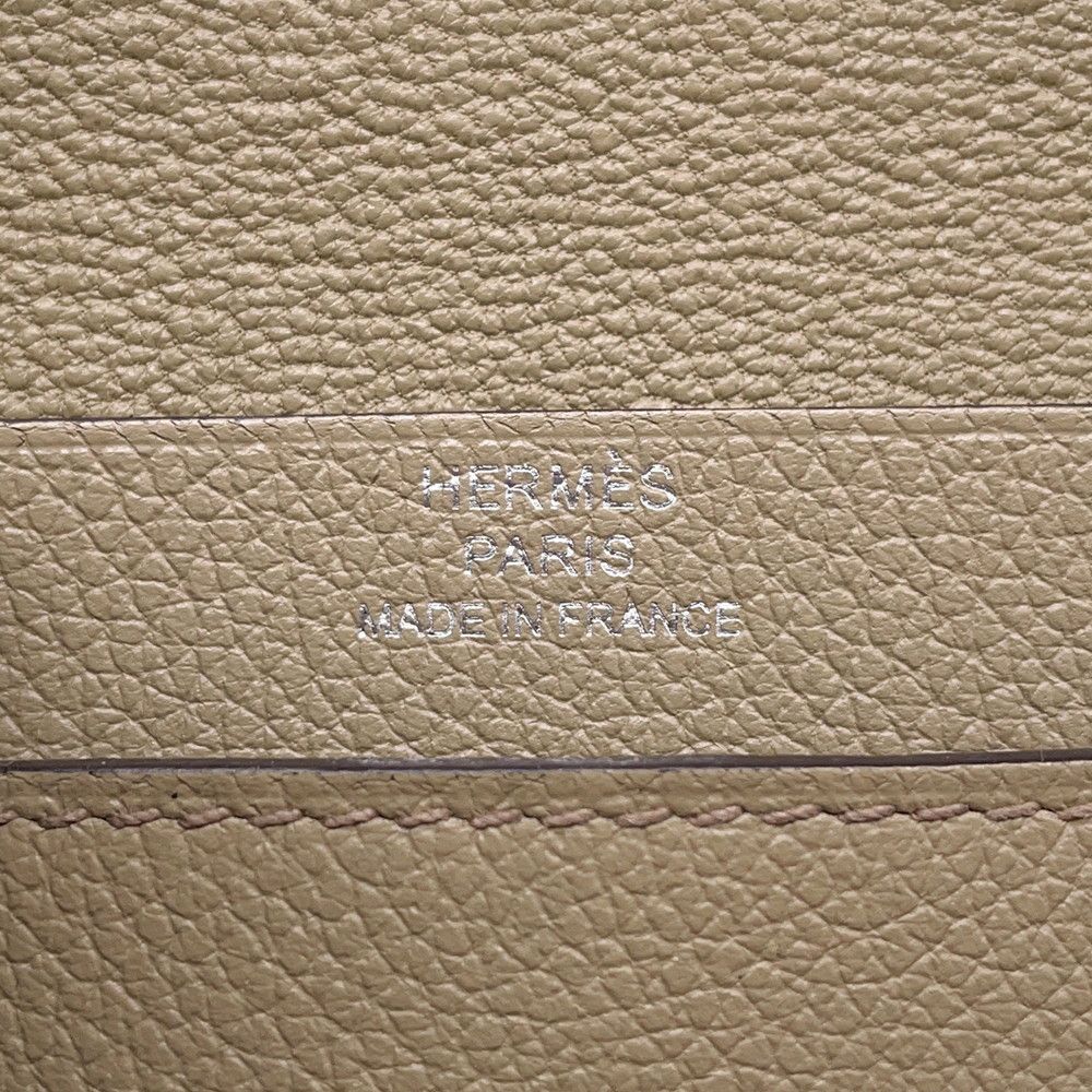 Hermes Card Case Beige Silver Color Business Holder — view 9